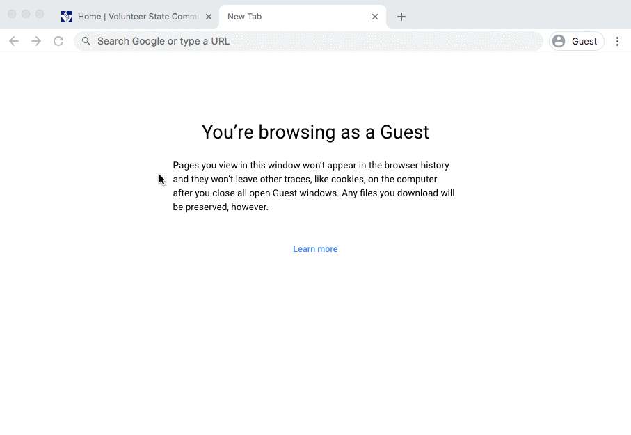A gif of a user navigating to volstate.zoom.us and clicking the login button.